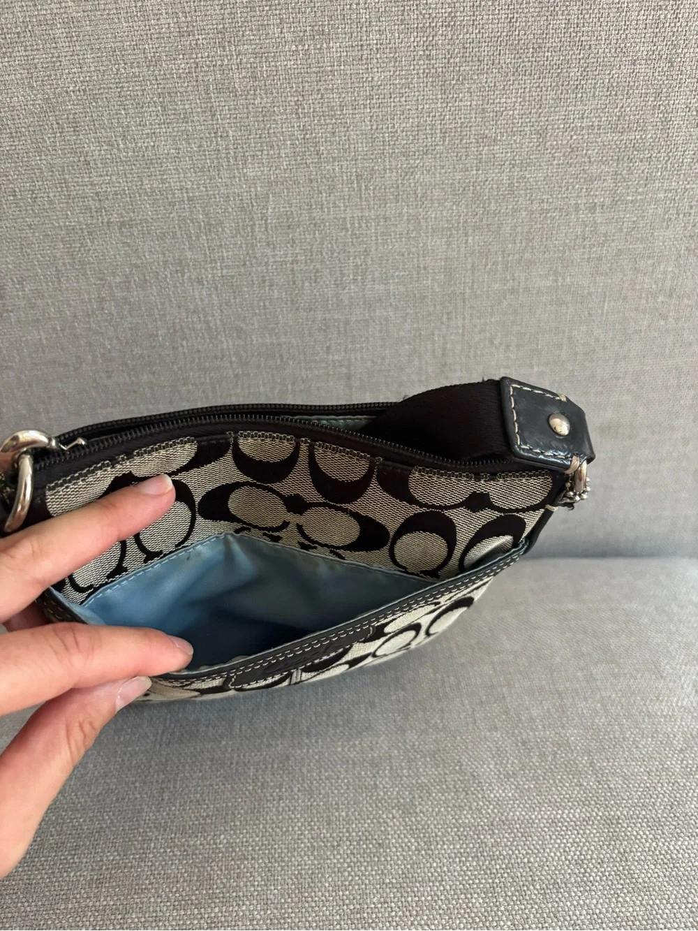 Coach Black and Gray Signature Crossbody Bag